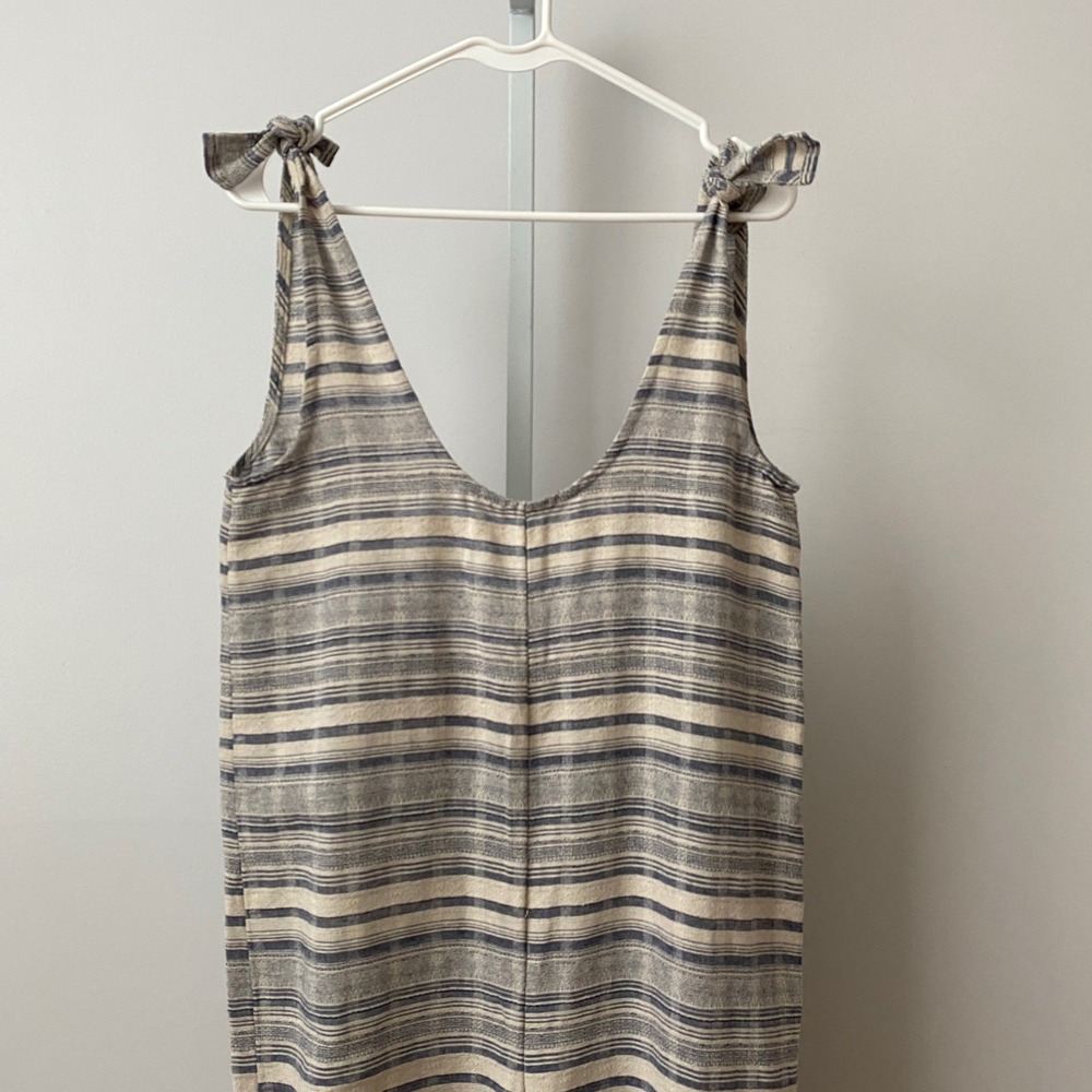 Madewell Cotton Coastal Beachy Relaxed Boho Striped Jumpsuit XS Blue - Picture 2 of 6